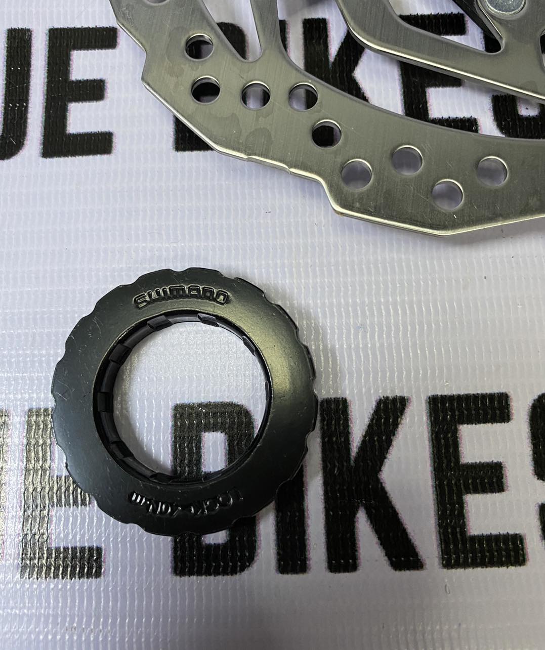 Shimano RT10 disc rotor with Center Lock mount for bicycles.