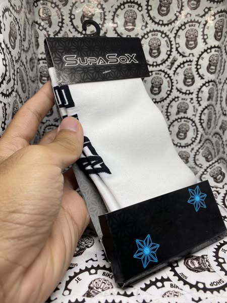 Lightweight Supasox by Supacaz, breathable cycling socks.