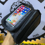 Bike frame bag with water-resistant design and built-in phone pocket