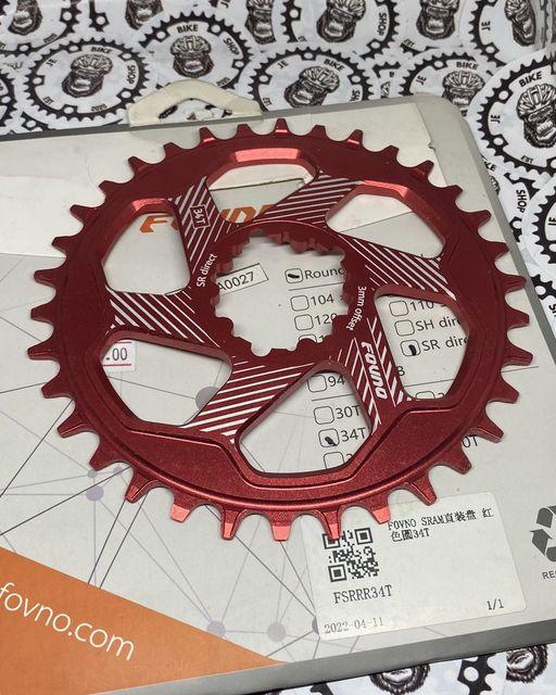 Fovno SRAM direct mount chainring 3-bolt 3mm offset black red