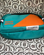 Portable RockBros handlebar bag for bikes with spacious storage and reflective design.