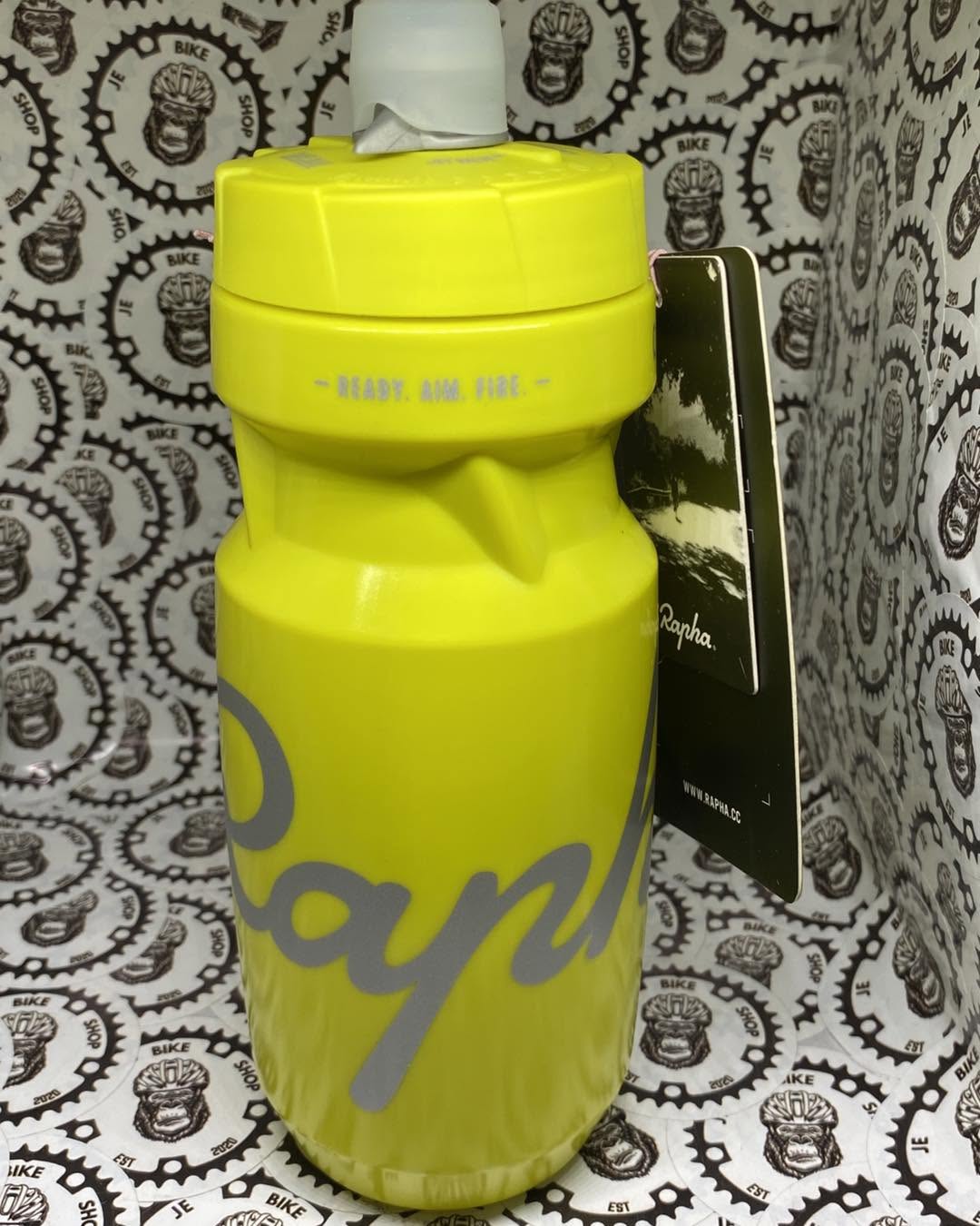 RAPHA X CAMELBACK JET VALVE “ READY AIM FIRE “ LEMON GREEN CYCLING WATER BOTTLE