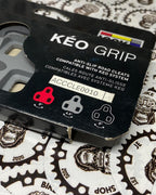 Look KEO Grip gray bike pedal attachment (Bala) for secure footing.
