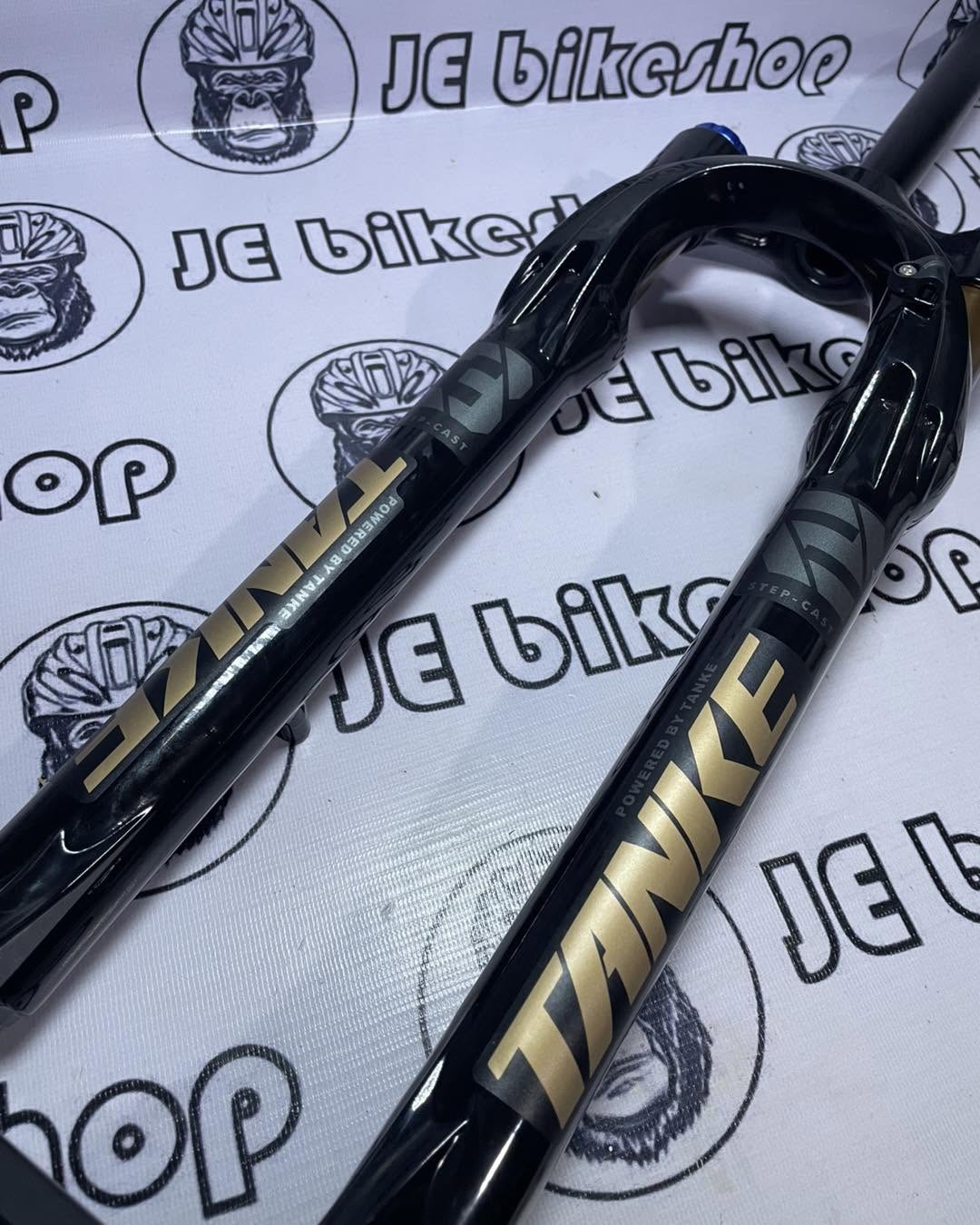 TANKE BIKE FRONT MTB AIR FRONT SUSPENSION 27.5 INCH 120MM TRAVEL QUICK RELEASE FORK “ BLACK/GOLD