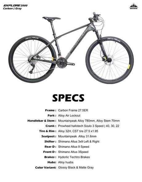MOUNTAINPEAK EXPLORE 2000 FULLCARBON FRAME WHOLE BIKE