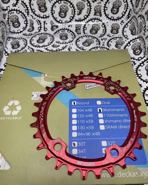 DECKAS 38T CHAINRING ROUND BLACK 96 BCD ASSYMETRIC