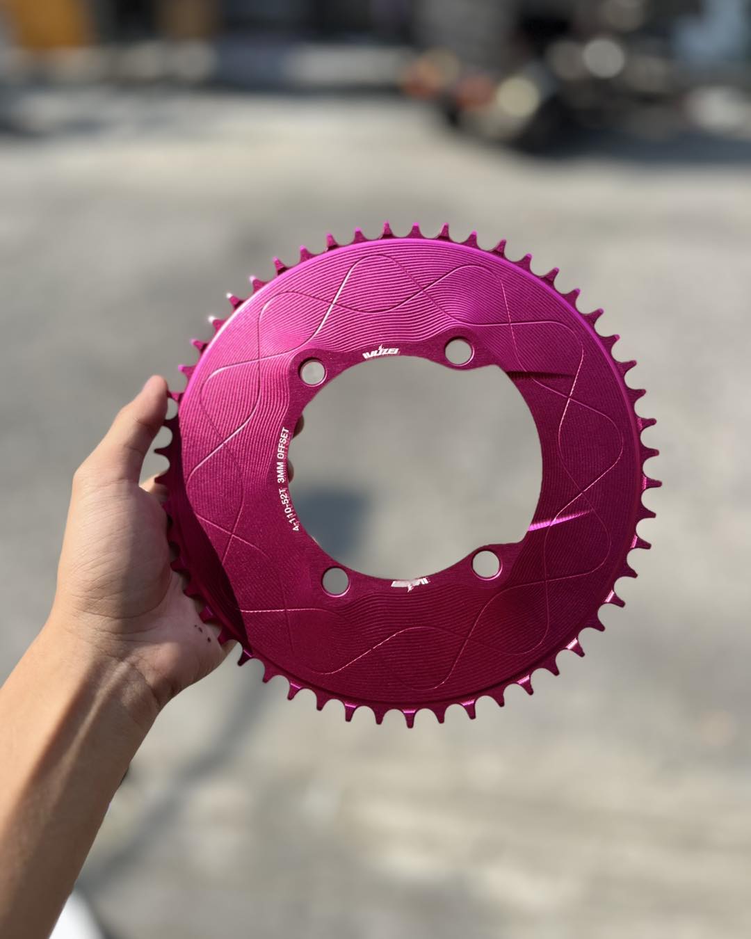 WUZEI 110 BCD 52T CHAINRING ROUND BLACK / PURPLE