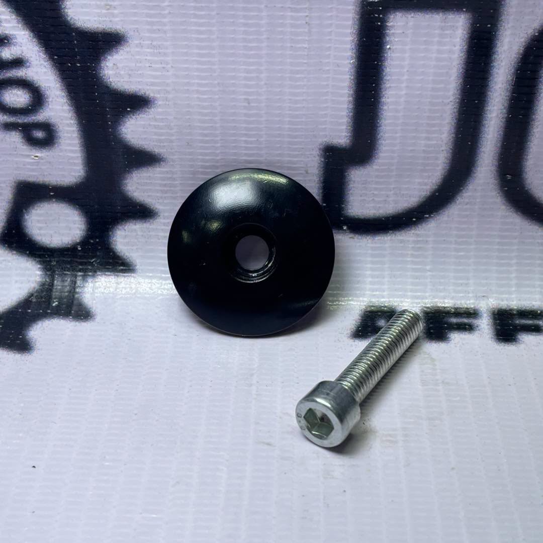 CURVED BLACK TAP CAP WITH STAINLESS BOLT ALUMINUM CAP