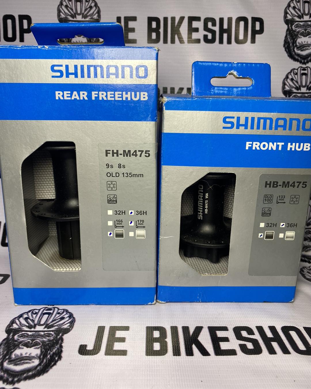 Shimano HBM475 front and rear hub pair 36 holes for 8-9 speed bikes