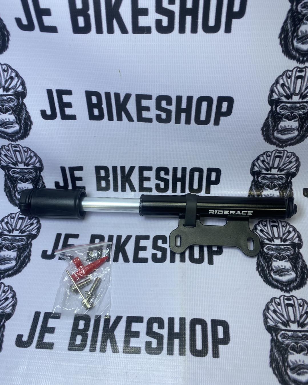 Riderace portable hand pump fits easily in pocket or bag