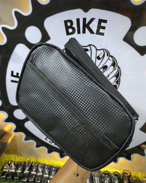Durable waterproof bicycle frame bag with convenient cellphone holder
