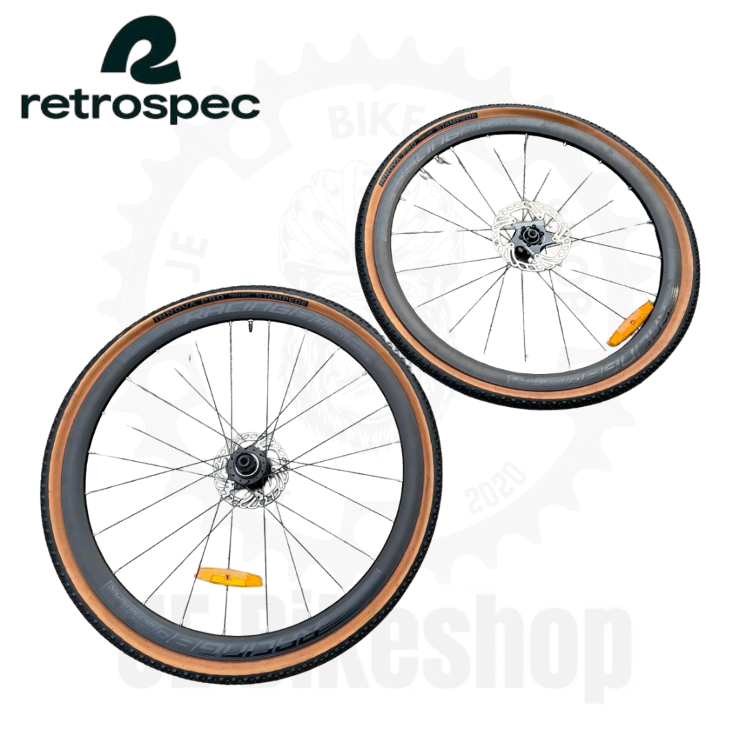BRAND NEW RETROSPEC GRAVEL WHEELSET INNOVA TIRE, FLOATING ROTOR 140mm REAR, 160MM FRONT 6 PAWLS 1 TEETH