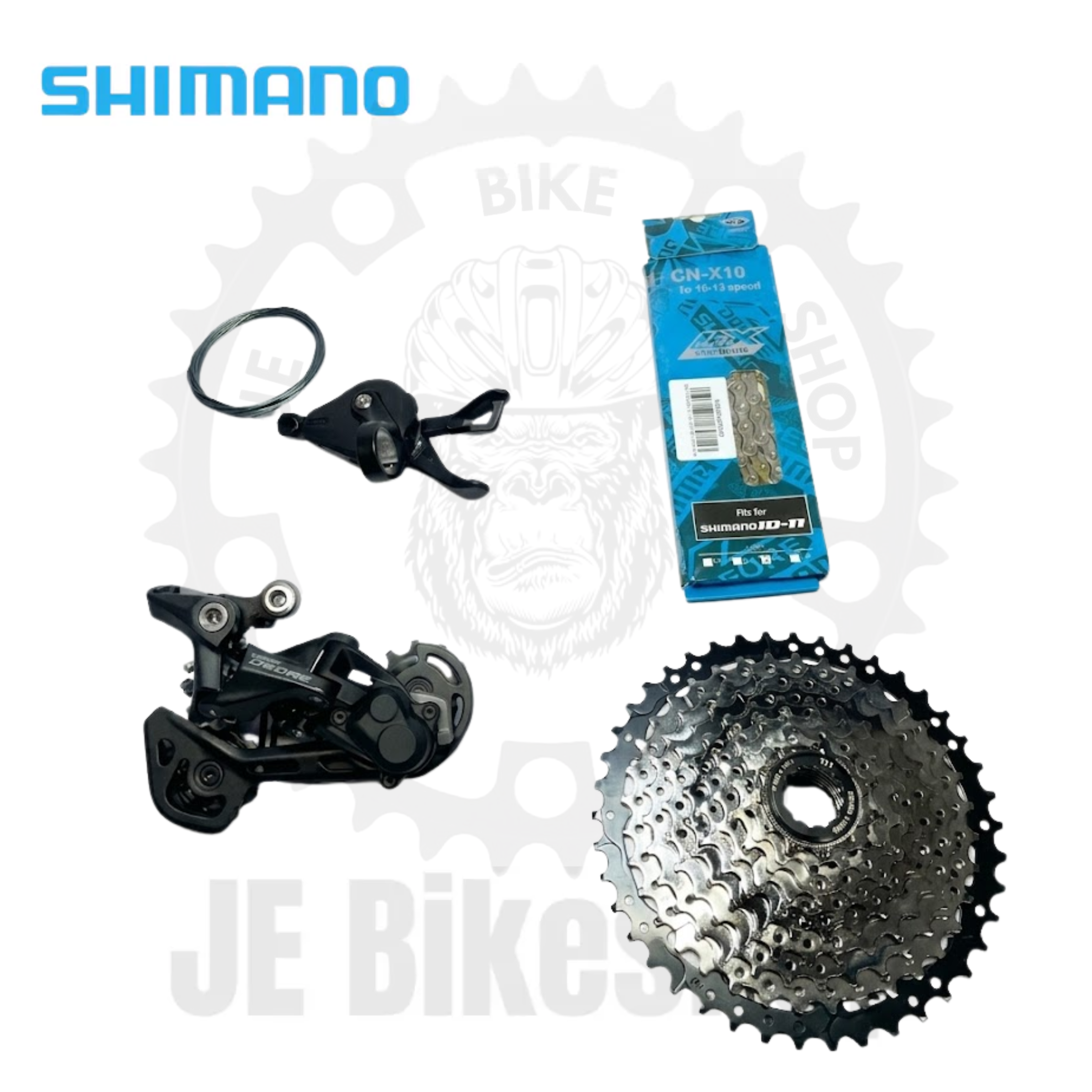 SHIMANO DEORE 10 - 11 S M5120 RD AND M4100 SHIFTER, SHIMANO 10 - 11 S CHAIN WITH 11 - 42 T HENGYANG COGS