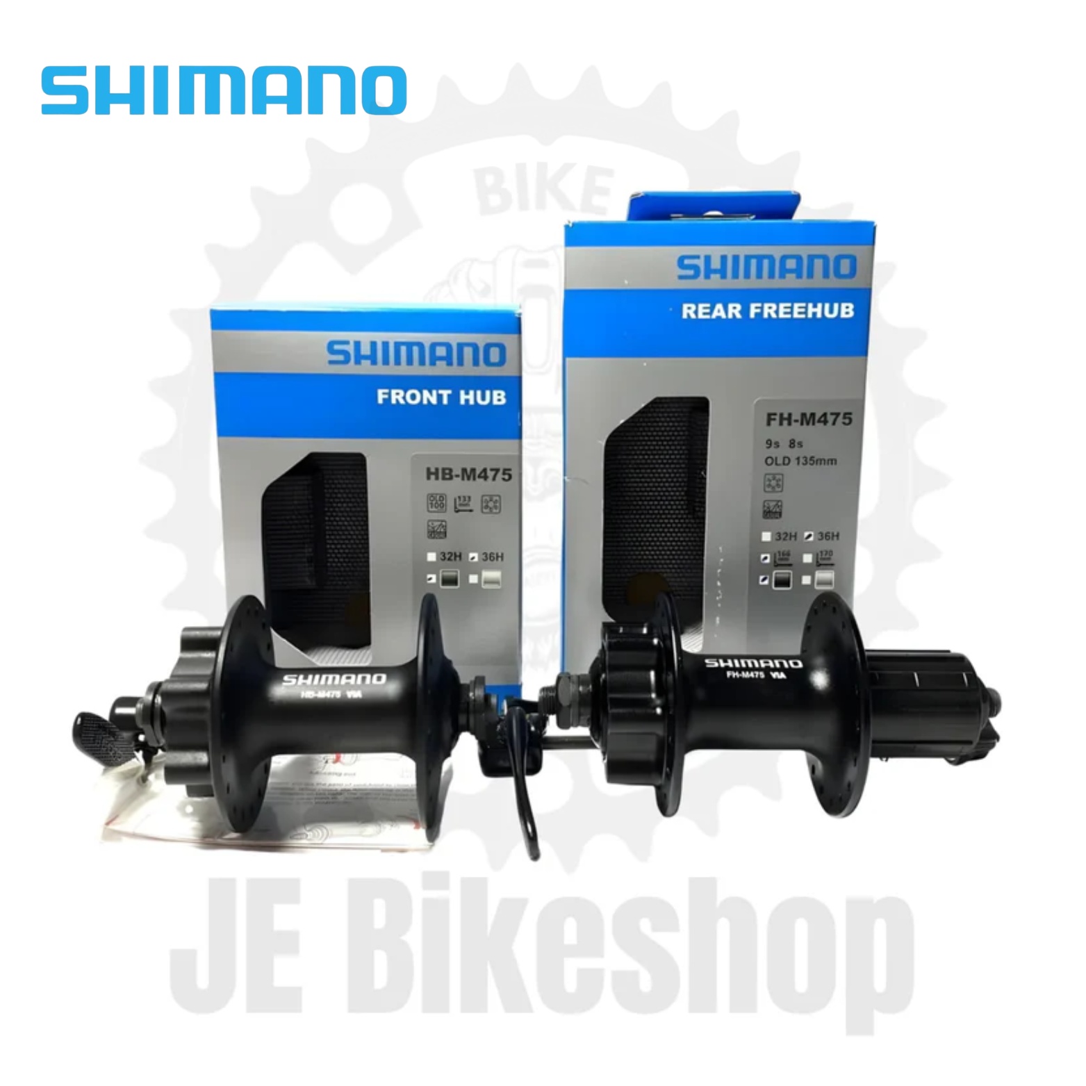 SHIMANO HBM475 HUB PAIR 36 HOLES 133mm FHM475 8-9 SPEED 36 HOLES 170mm QUICK RELEASE HYPER GLIDE