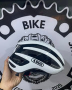 Lightweight ABUS Airbreaker helmet, white color.