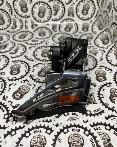 Shimano SLX 2x11s front derailleur with high clamp band mount.