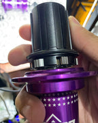 32-hole TTPRO 9 hub, 6 pawls, 3T, 6-bolt QR, available in purple and black.