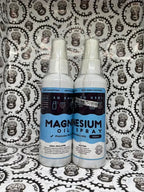 Soothing magnesium oil mist for cramps and fatigue.