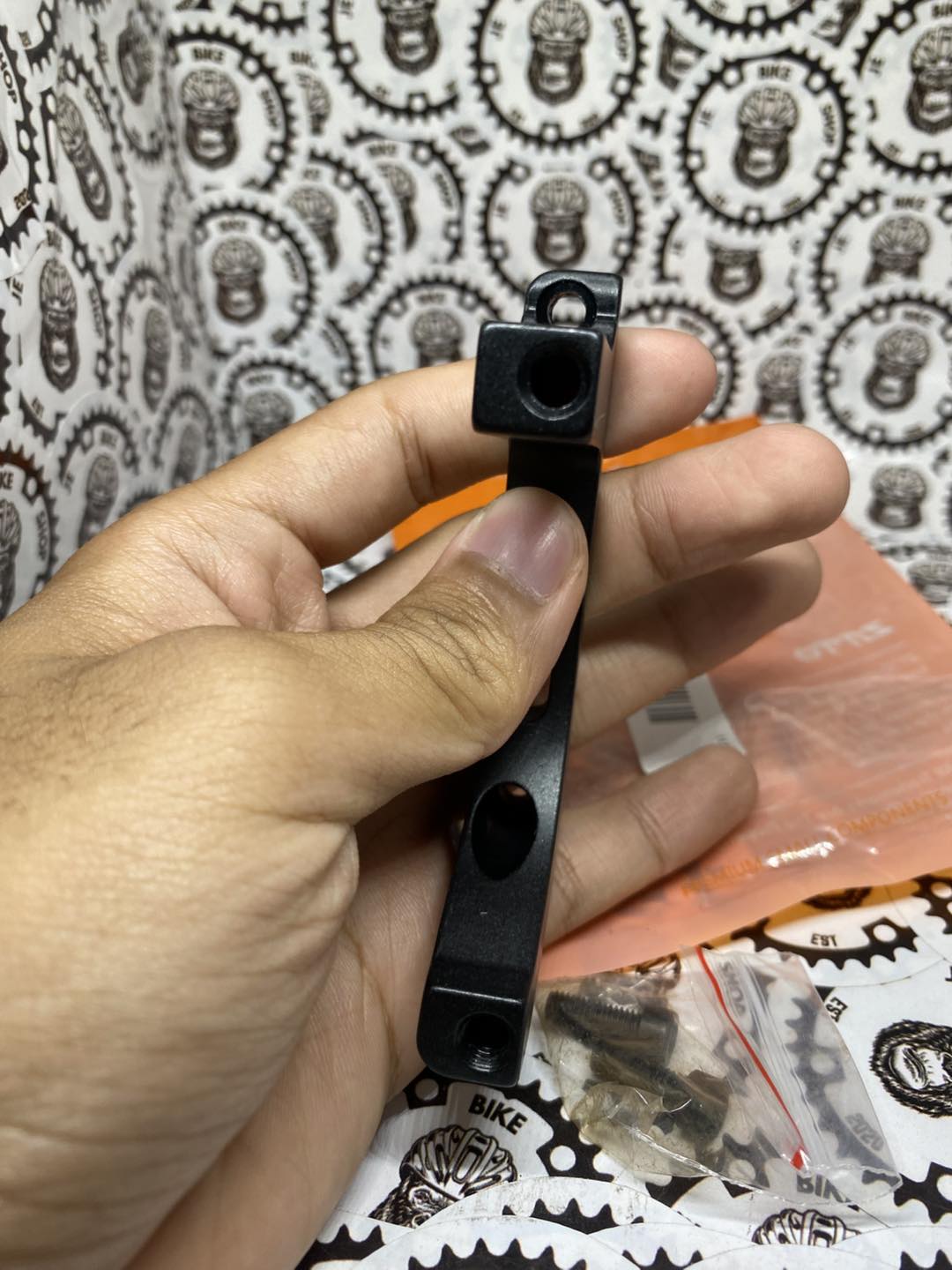 ZTTO post mount adapter for mountain bike disc brakes.