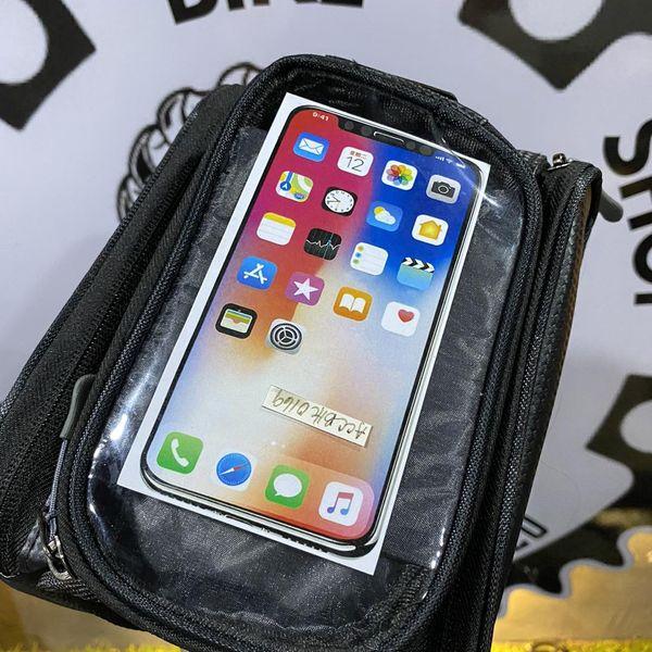 Waterproof frame bag with cellphone holder for bicycles