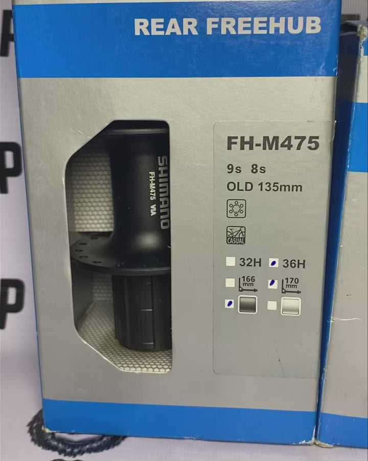 SHIMANO HBM475 HUB PAIR 36 HOLES 133mm FHM475 8-9 SPEED 36 HOLES 170mm QUICK RELEASE HYPER GLIDE